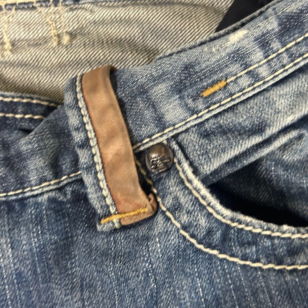 Affliction Los Angeles Cooper Relaxed Fit Jeans Mens 36x34 Blue Distressed Y2K - Picture 13 of 16